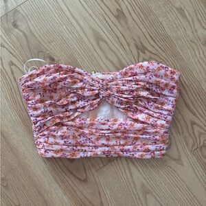 AMUR Floral Pink Cropped Bustier Top
